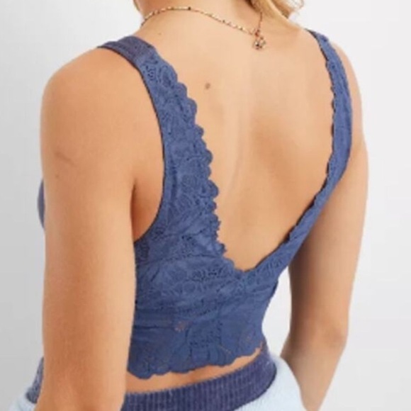 Aerie Holiday grey best lace waffle longline bralette‎ size Medium NWT - Picture 11 of 12